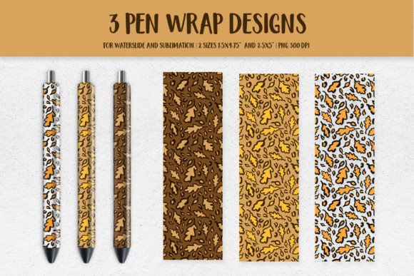 Download Autumn Leopard Pen Wrap. Oak Leaves Pen - Premium Resources