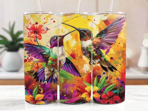 Download Hummingbirds Floral Tumbler 20oz PNG - Premium Resources